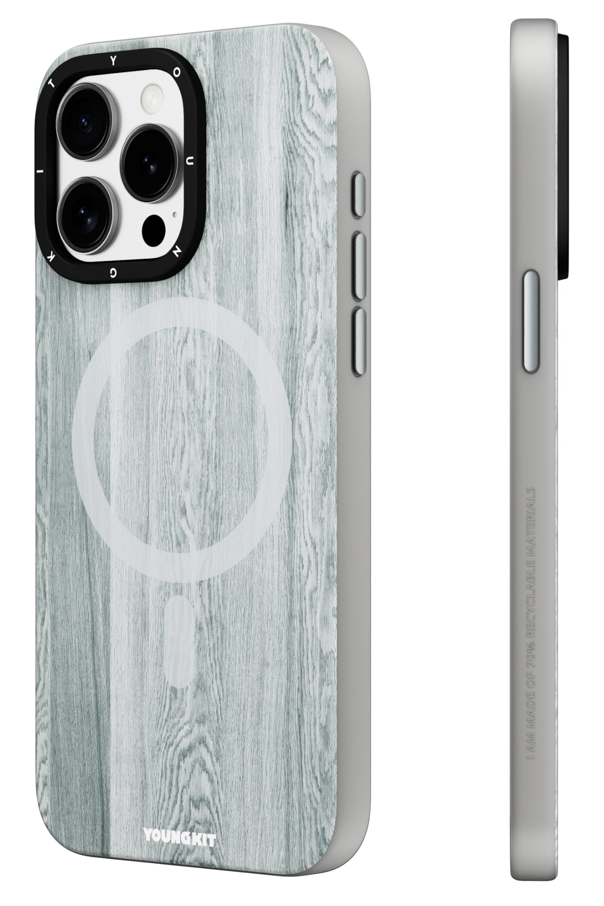 Youngkit Wood Forest iPhone 14 Pro Magsafe Uyumlu Kılıf Gri  Youngkit