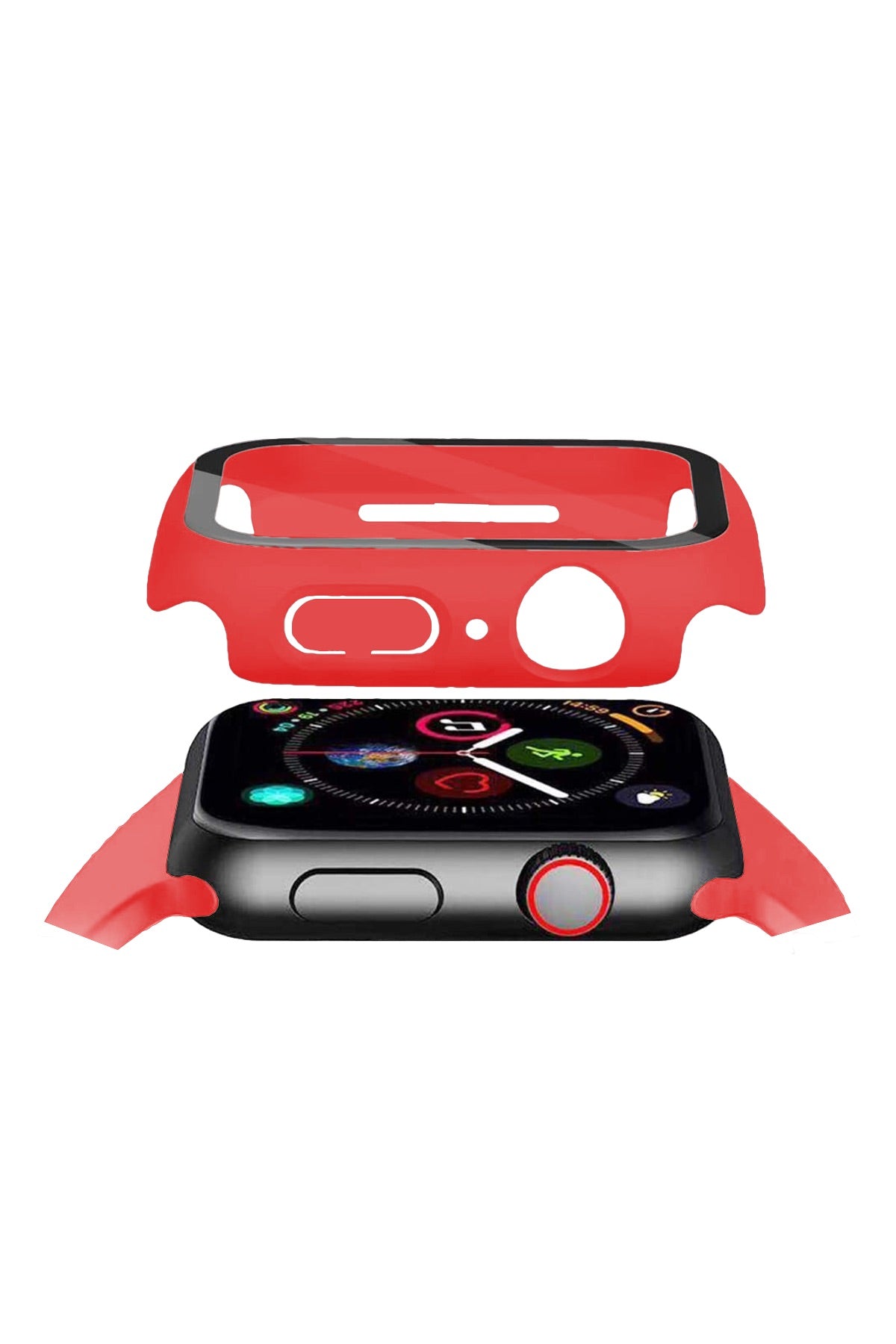 Apple Watch Uyumlu Ekran Koruyucu Kırmızı Renkli Kasa  bikordon