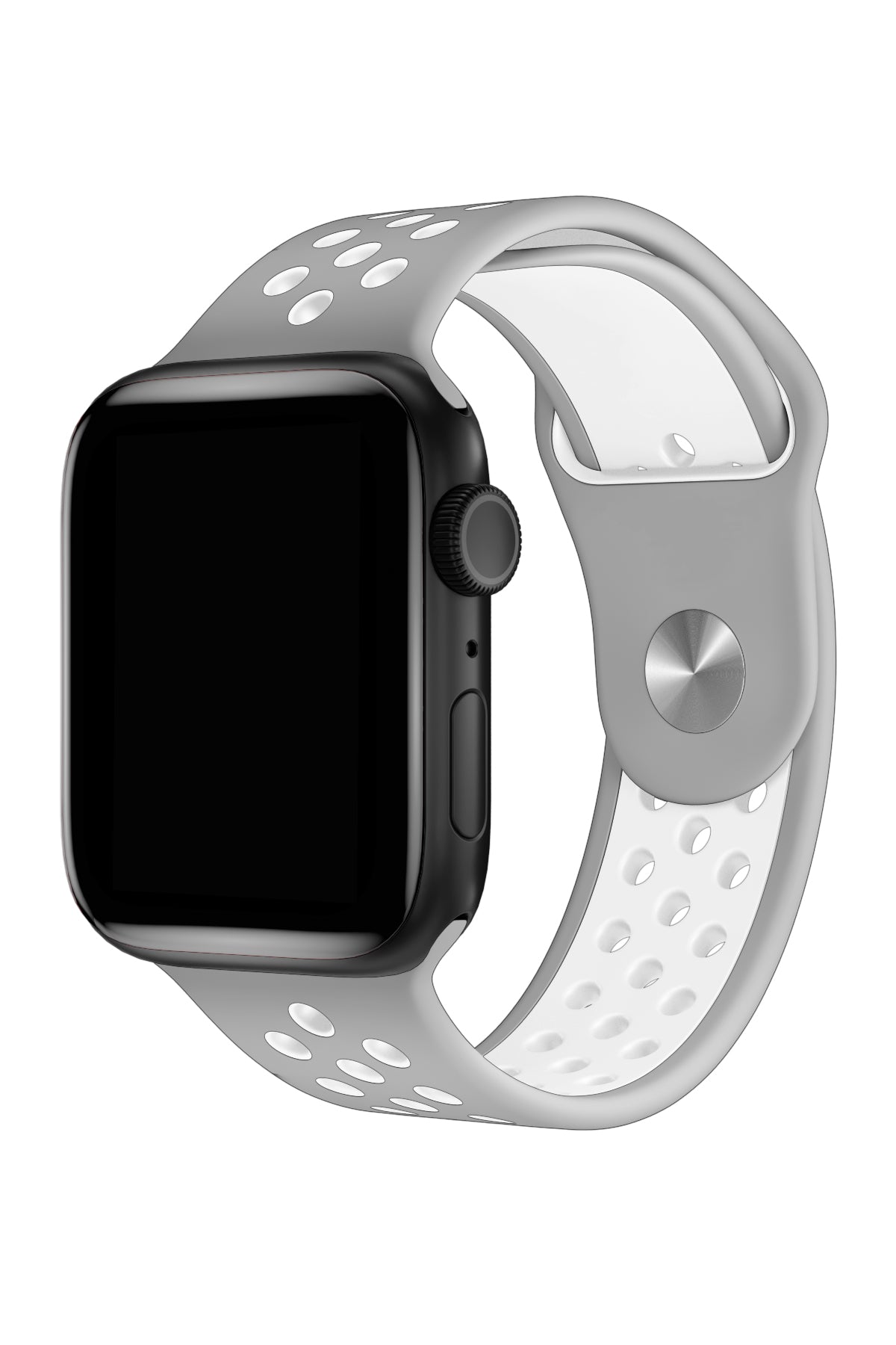 Apple Watch Uyumlu Silikon Delikli Spor Kordon Gri Beyaz  bikordon