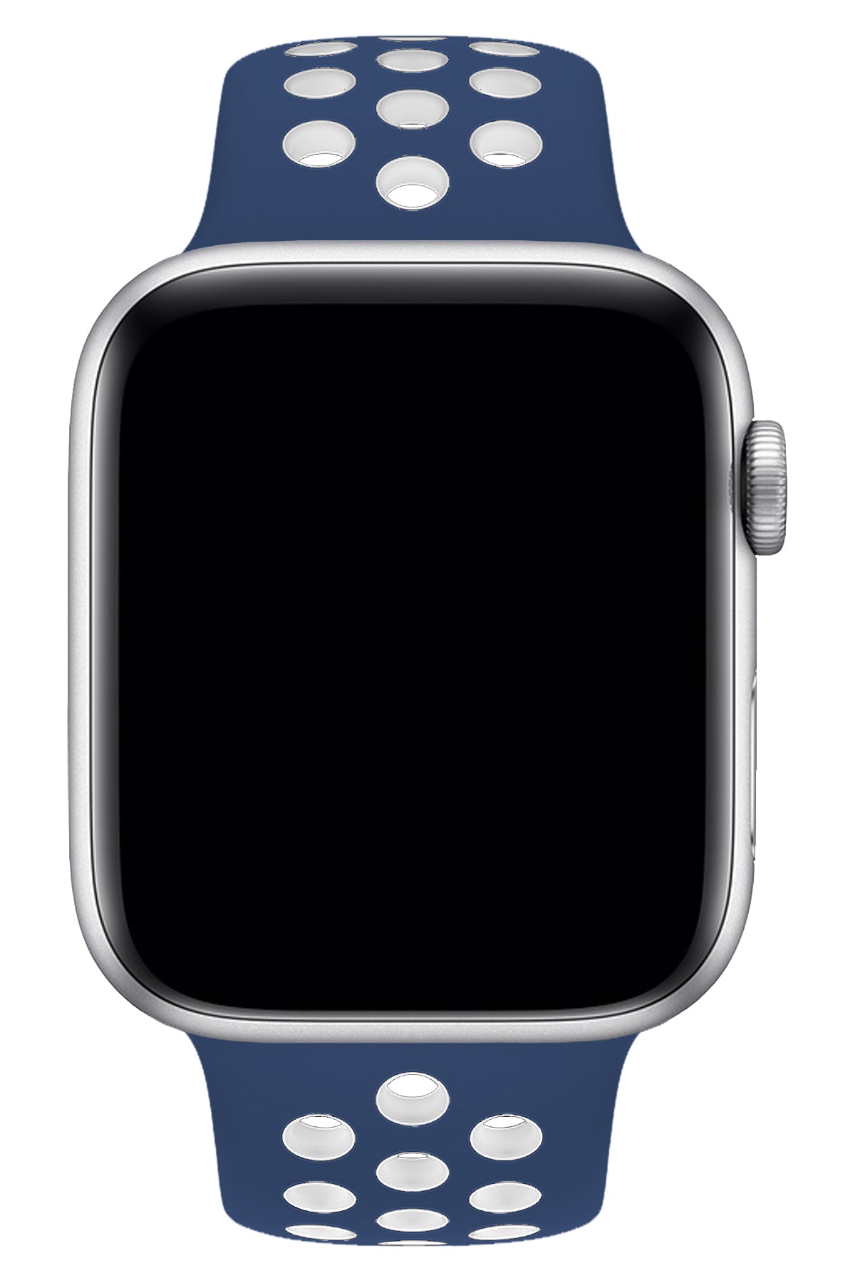 Apple Watch Uyumlu Silikon Delikli Spor Kordon Lacivert Beyaz  bikordon