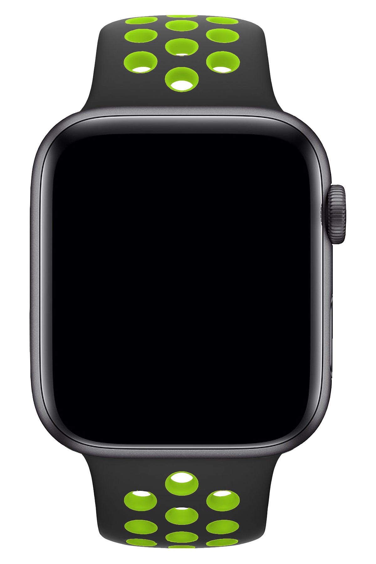 Apple Watch Uyumlu Silikon Delikli Spor Kordon Siyah Yeşil  bikordon