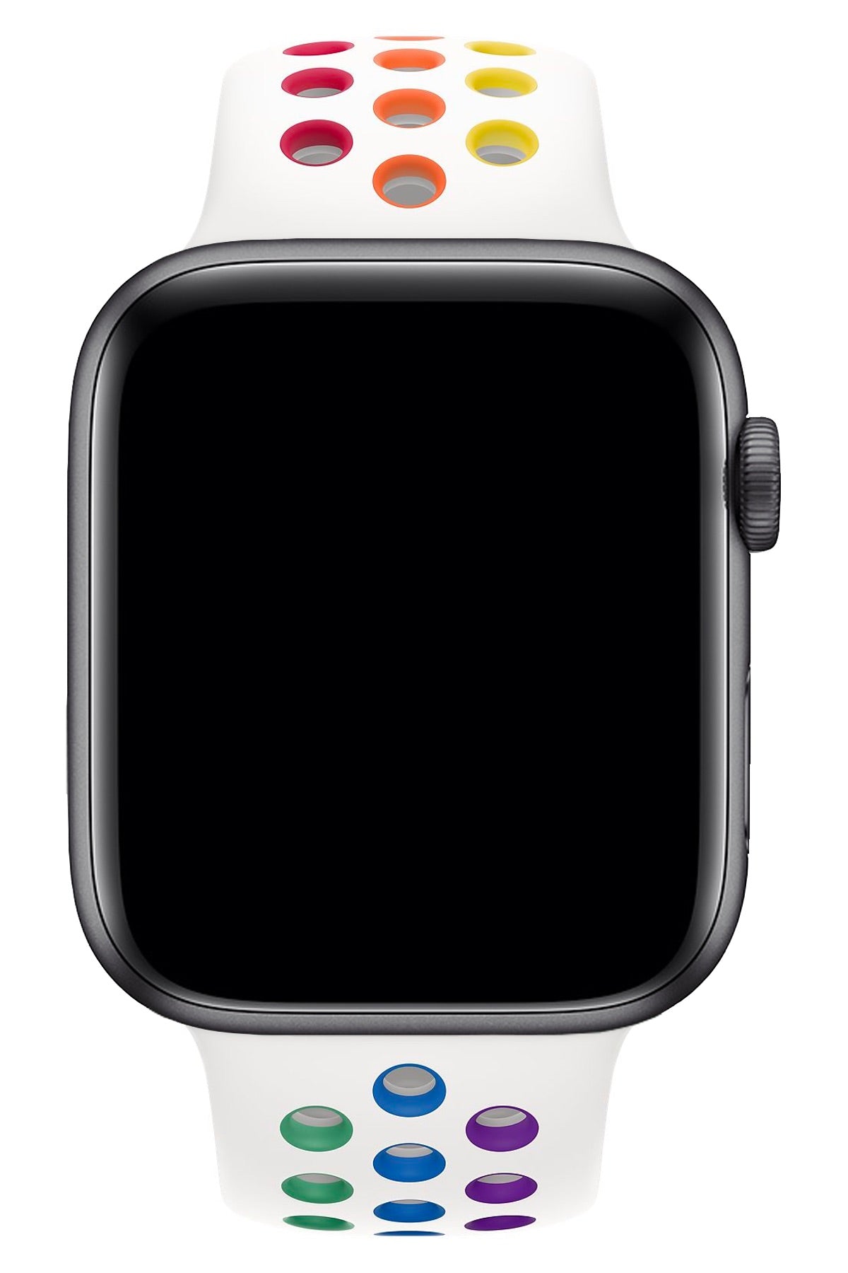 Apple Watch Uyumlu Silikon Delikli Spor Kordon Beyaz Gökkuşağı  bikordon